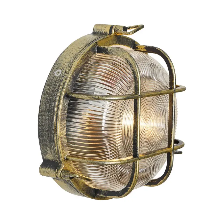 Qazqa wandlamp met glas nautica goudkleurig e27