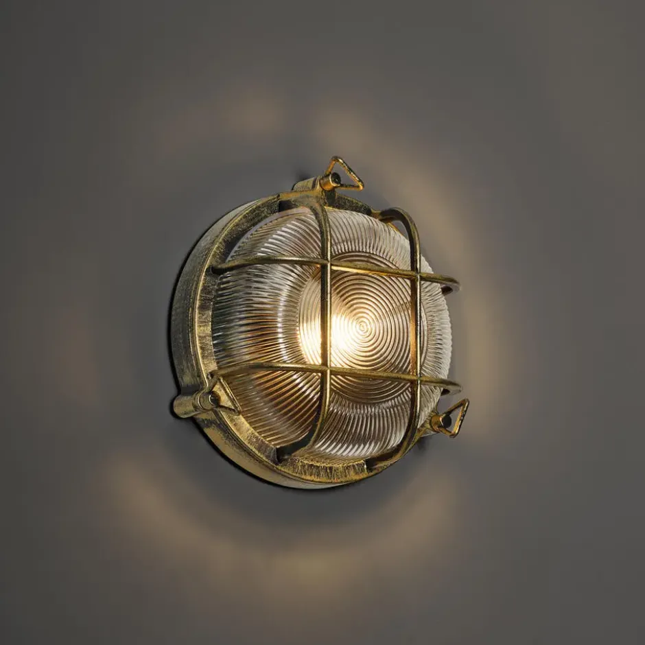 Qazqa wandlamp met glas nautica goudkleurig e27