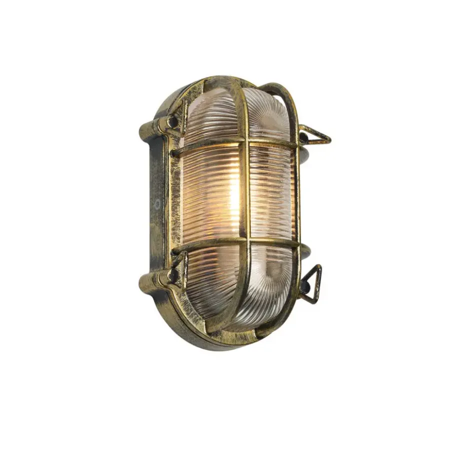 Qazqa wandlamp met glas nautica goudkleurig e27