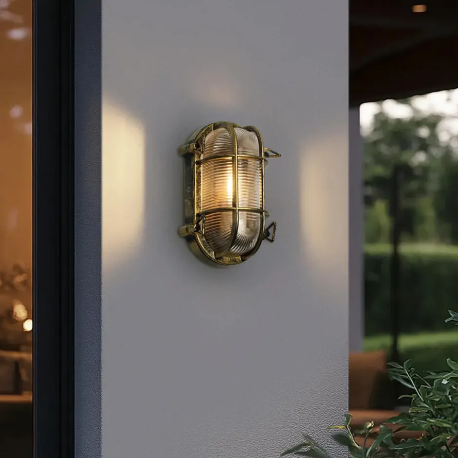 Qazqa wandlamp met glas nautica goudkleurig e27