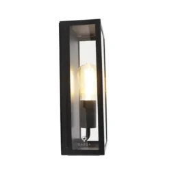 Qazqa wandlamp met glas rotterdam zwart e27