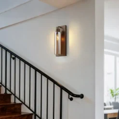 Qazqa wandlamp met glas stavelot bronskleurig e27