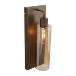 Qazqa wandlamp met glas stavelot bronskleurig e27