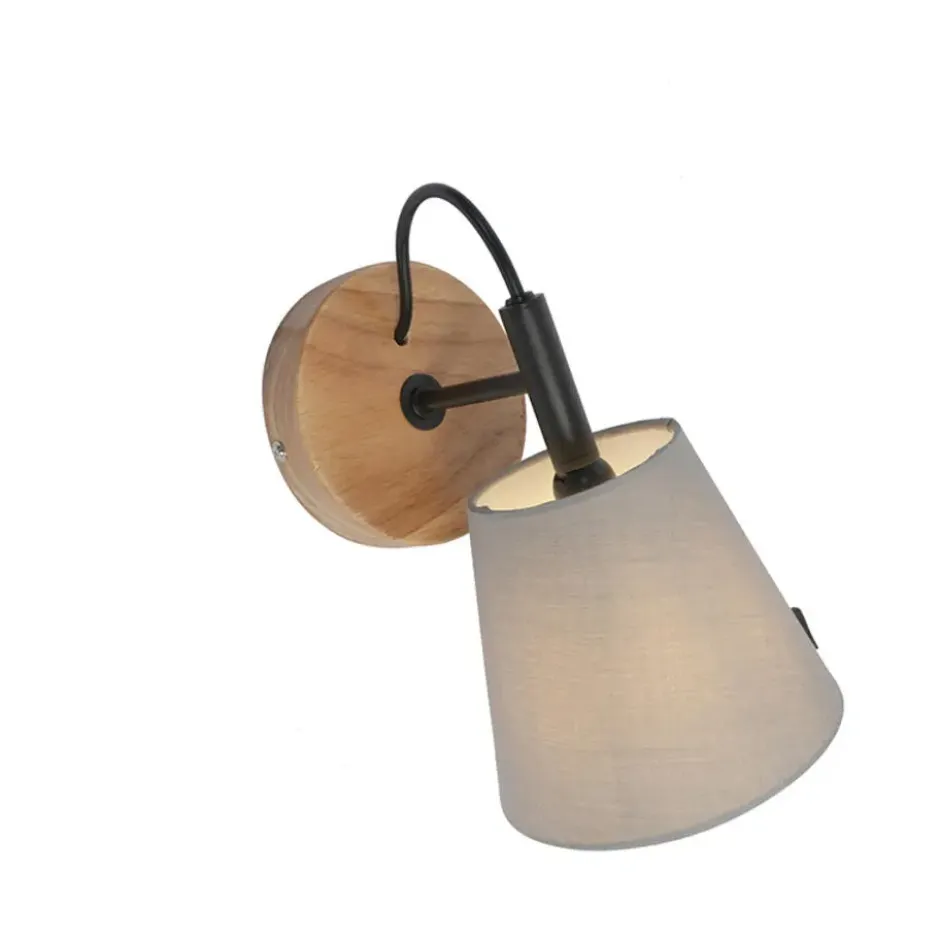 Qazqa wandlamp met kap cupy grijs e14