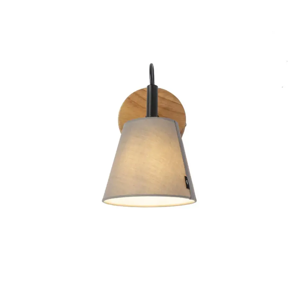Qazqa wandlamp met kap cupy grijs e14