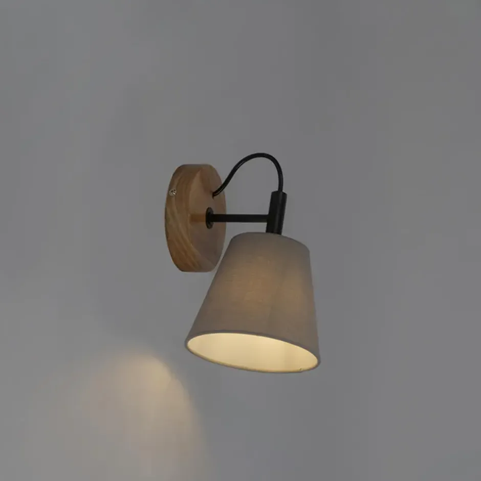 Qazqa wandlamp met kap cupy grijs e14