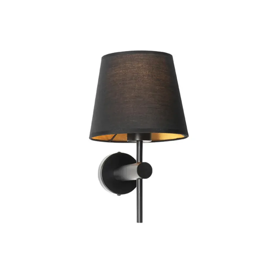 Qazqa wandlamp pluk zwart e27