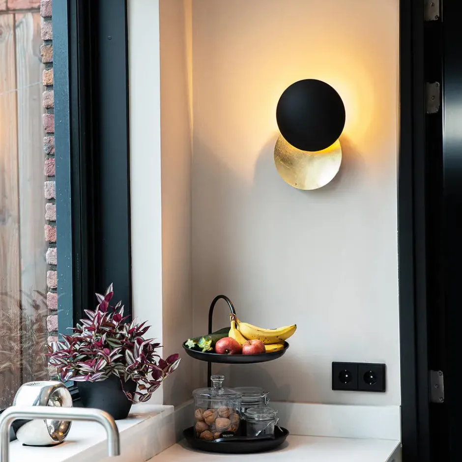 Qazqa wandlamp sunrise zwart g9