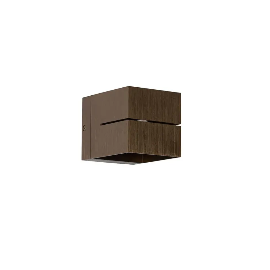 Qazqa wandlamp transfer groove bronskleurig g9