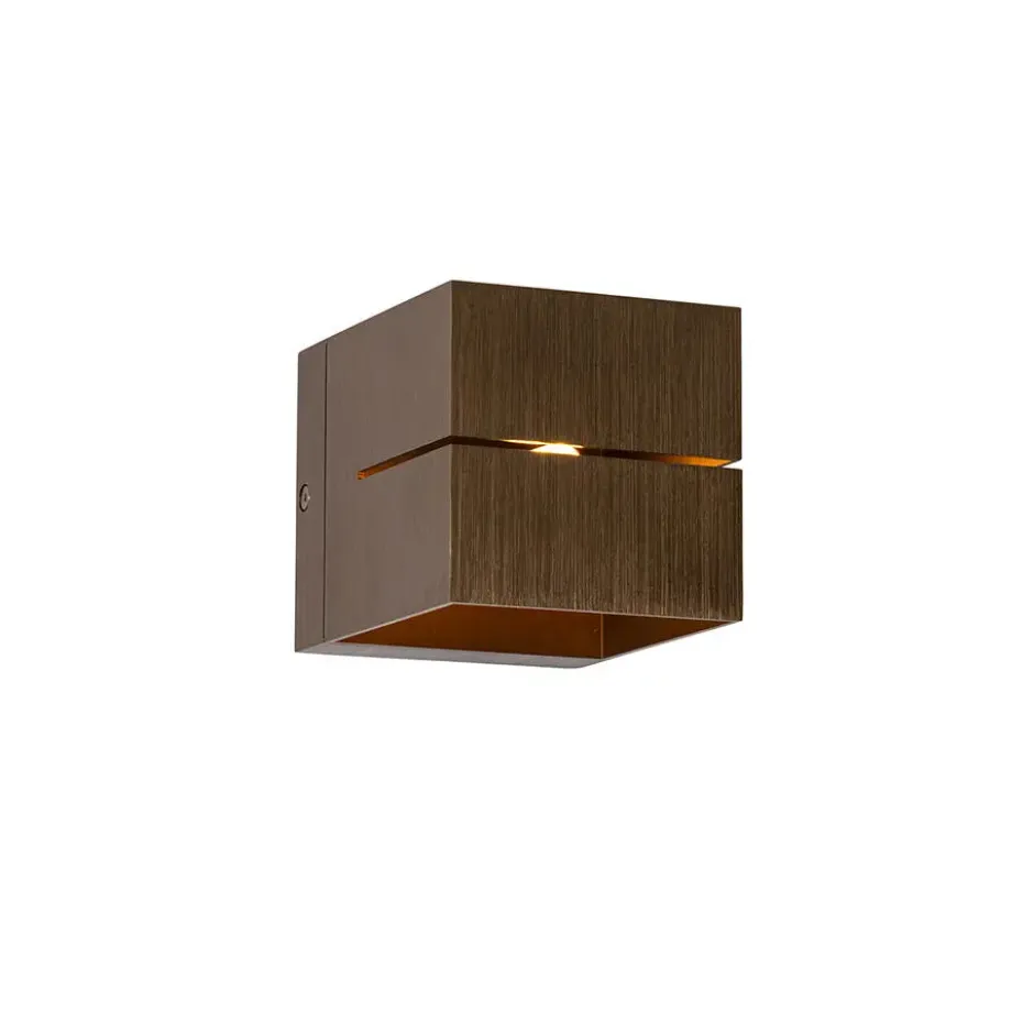 Qazqa wandlamp transfer groove bronskleurig g9
