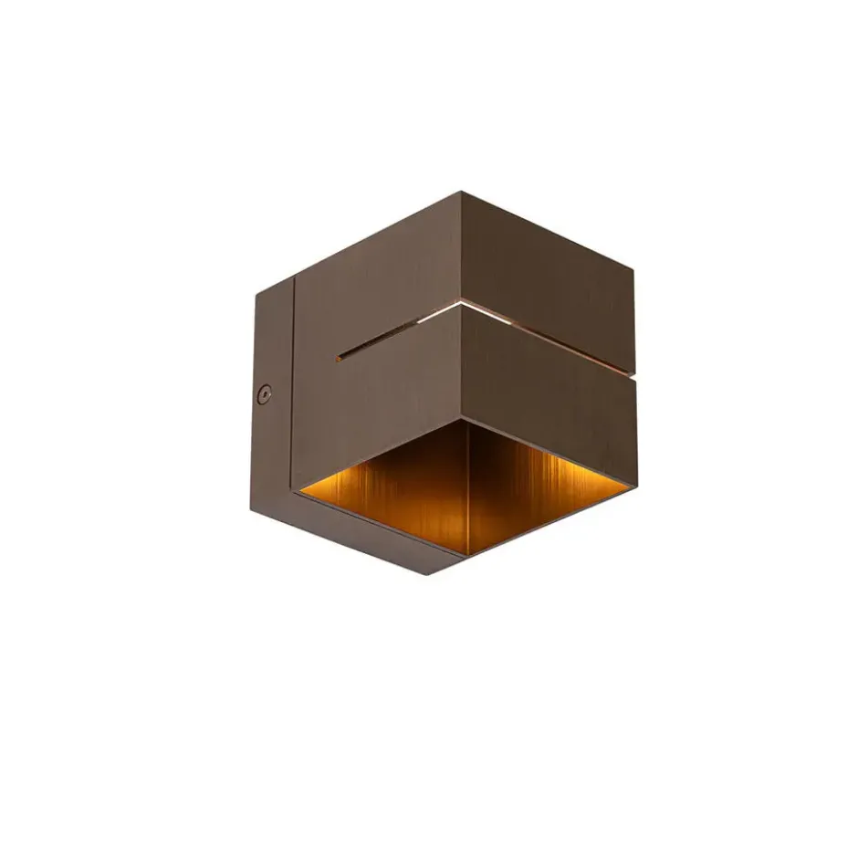 Qazqa wandlamp transfer groove bronskleurig g9