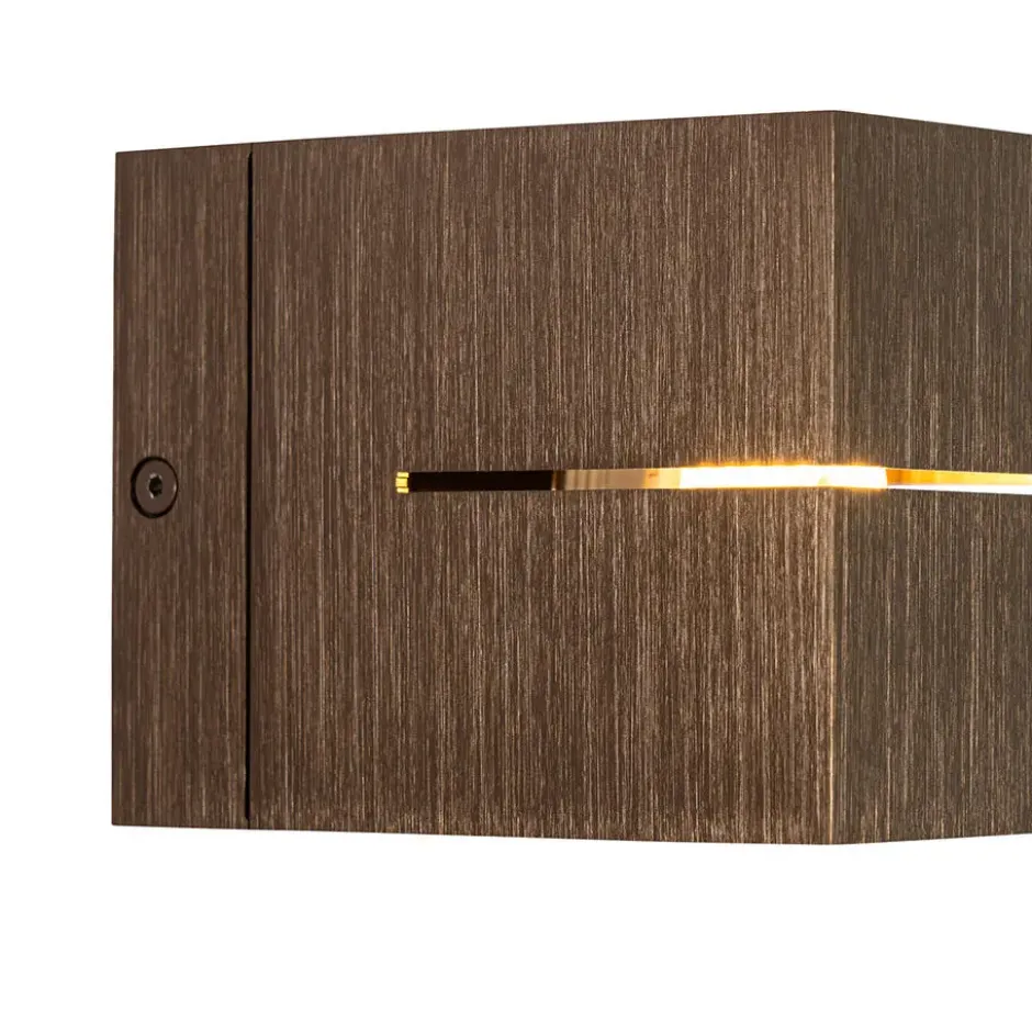 Qazqa wandlamp transfer groove bronskleurig g9