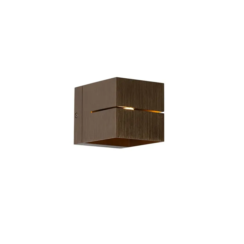 Qazqa wandlamp transfer groove bronskleurig g9