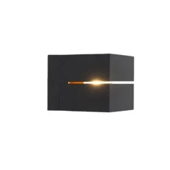 Qazqa wandlamp transfer groove zwart g9