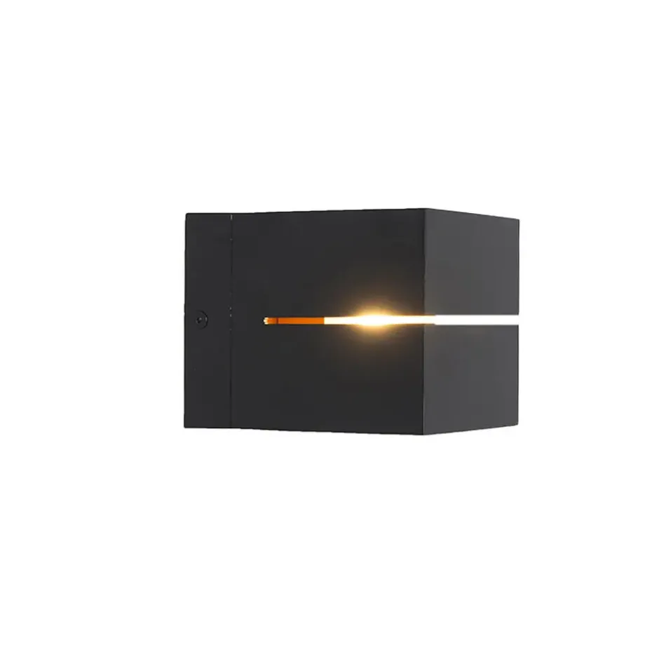 Qazqa wandlamp transfer groove zwart g9