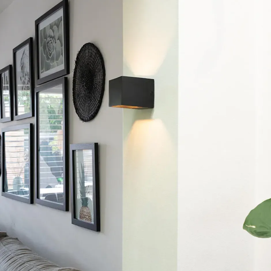 Qazqa wandlamp transfer zwart g9