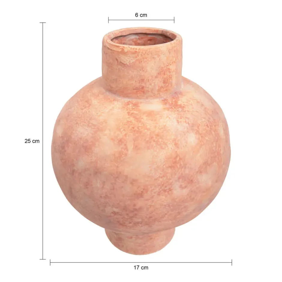 QUVIO Bloemenvaas - Keramiek - Bol - 25 cm - Oranje