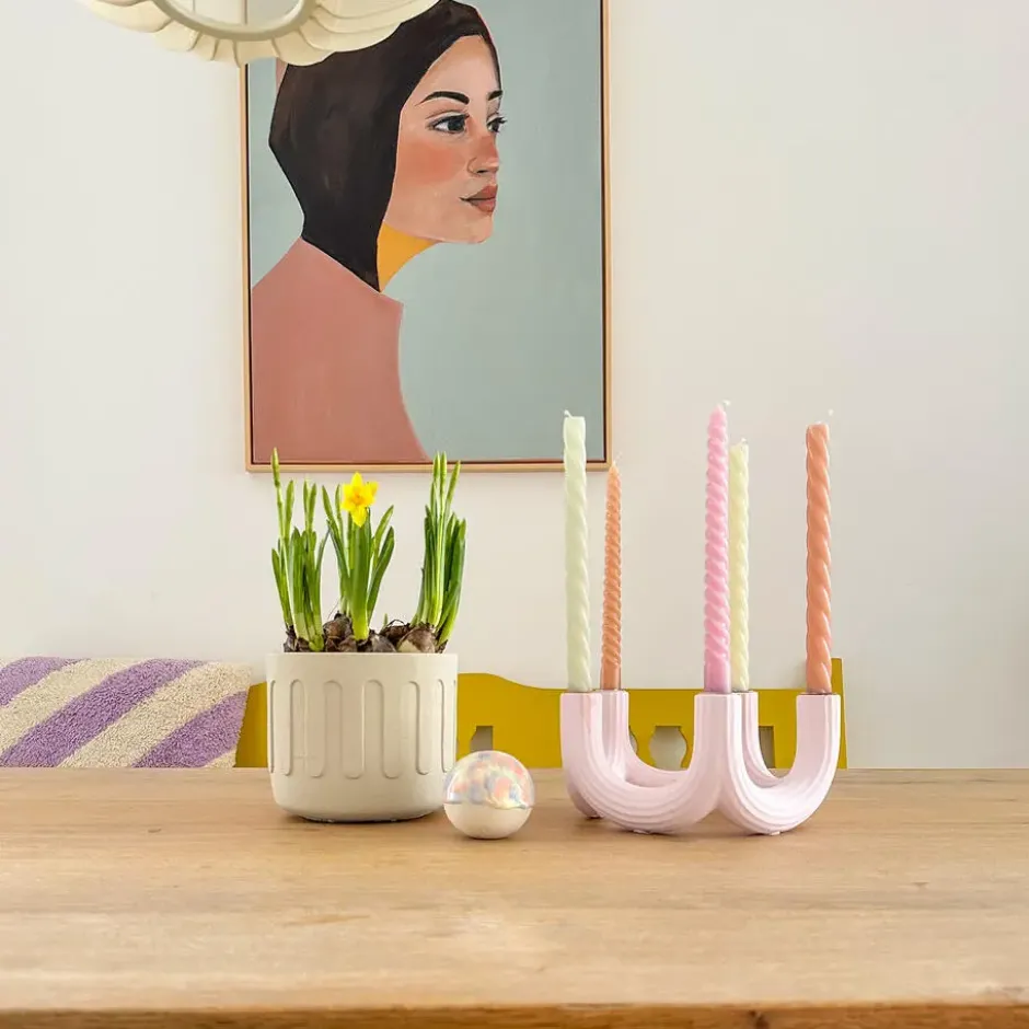 QUVIO Bloempot - Drips - Beton - Beige