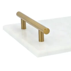 QUVIO Dienblad met gouden hendels - Marmer - Wit