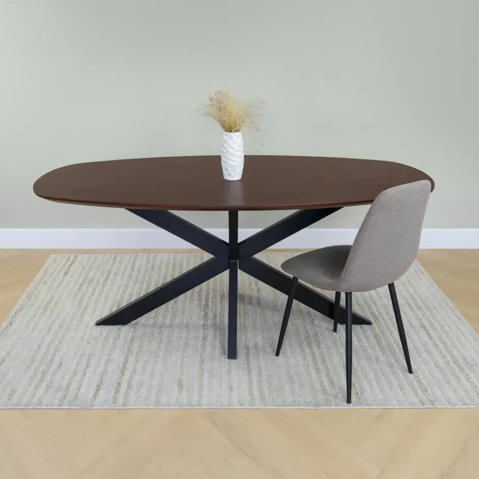 QUVIO Eettafel Sofia - Deens ovaal - 180x90 cm - FSC - Walnoot bruin
