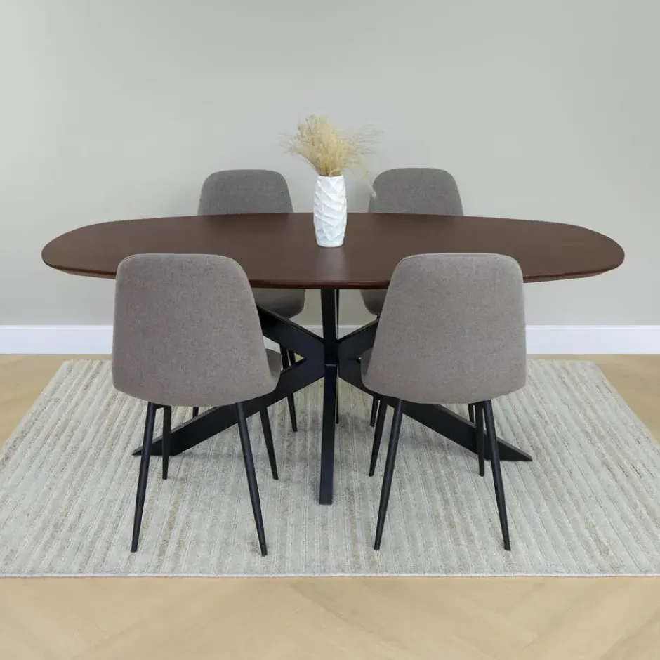 QUVIO Eettafel Sofia - Deens ovaal - 180x90 cm - FSC - Walnoot bruin