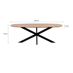 QUVIO Eettafel Sofia – Deens ovaal – 220x110 cm – Naturel