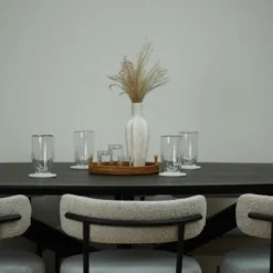 QUVIO Eettafel Sofia – Ovaal – 220x100 cm – Kruispoot – Zwart