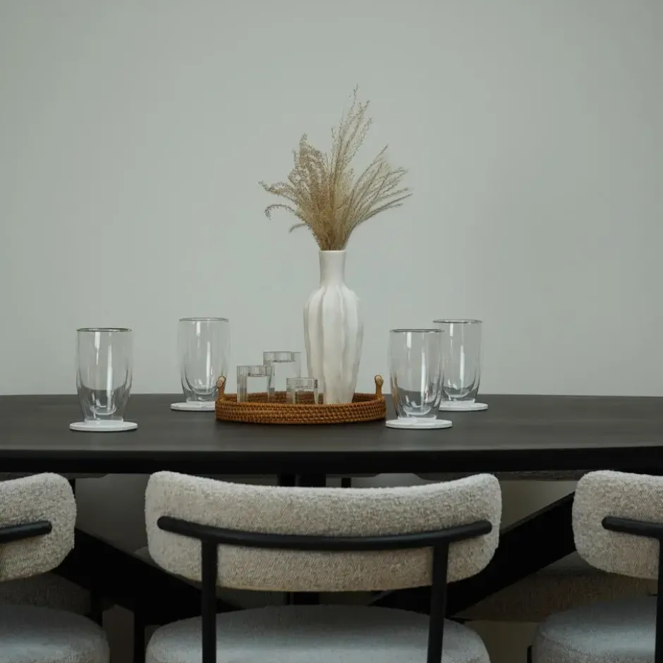 QUVIO Eettafel Sofia – Ovaal – 220x100 cm – Kruispoot – Zwart