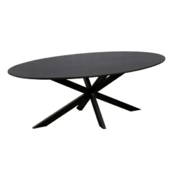 QUVIO Eettafel Sofia – Ovaal – 220x100 cm – Kruispoot – Zwart
