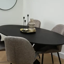QUVIO Eettafel Sofia – Ovaal – 180x90 cm – Kruispoot – Zwart