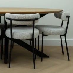 QUVIO Eettafel Sofia– Ovaal – 180x90 cm – Kruispoot – Naturel
