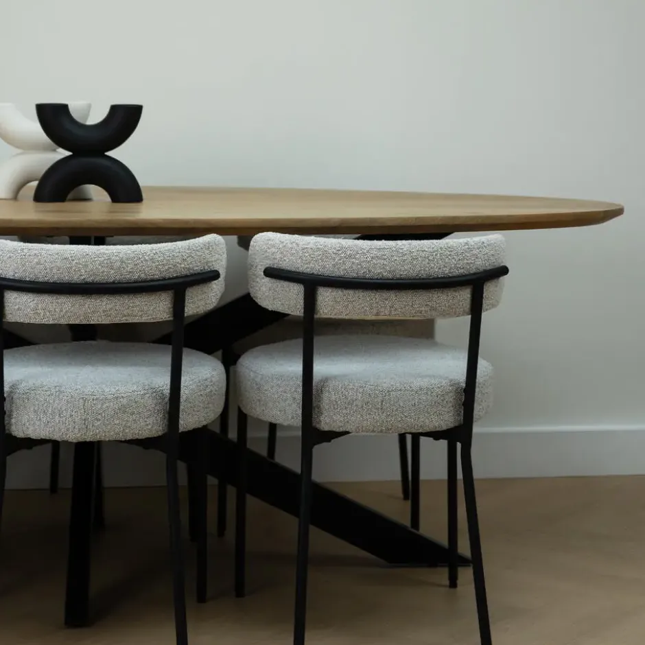 QUVIO Eettafel Sofia– Ovaal – 180x90 cm – Kruispoot – Naturel