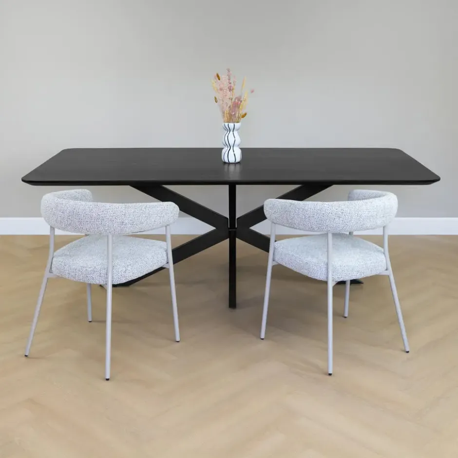 QUVIO Eettafel Sofia - Rechthoekig - FSC® - 220x110 cm - Zwart