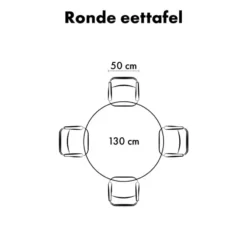 QUVIO Eettafel Sofia – Rond – Ø130 – Kruispoot – Zwart