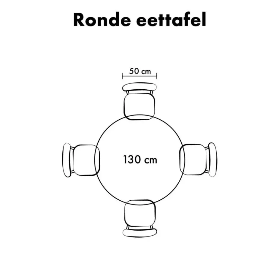 QUVIO Eettafel Sofia – Rond – Ø130 – Kruispoot – Bruin