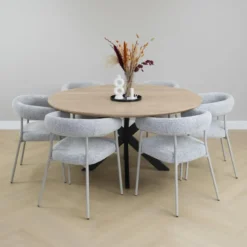 QUVIO Eettafel Sofia - Rond - Kruispoot - FSC® - ø150 cm - Naturel
