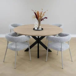 QUVIO Eettafel Sofia - Rond - Kruispoot - FSC® - ø150 cm - Naturel