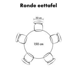 QUVIO Eettafel Sofia - Rond - Kruispoot - FSC® - ø150 cm - Zwart