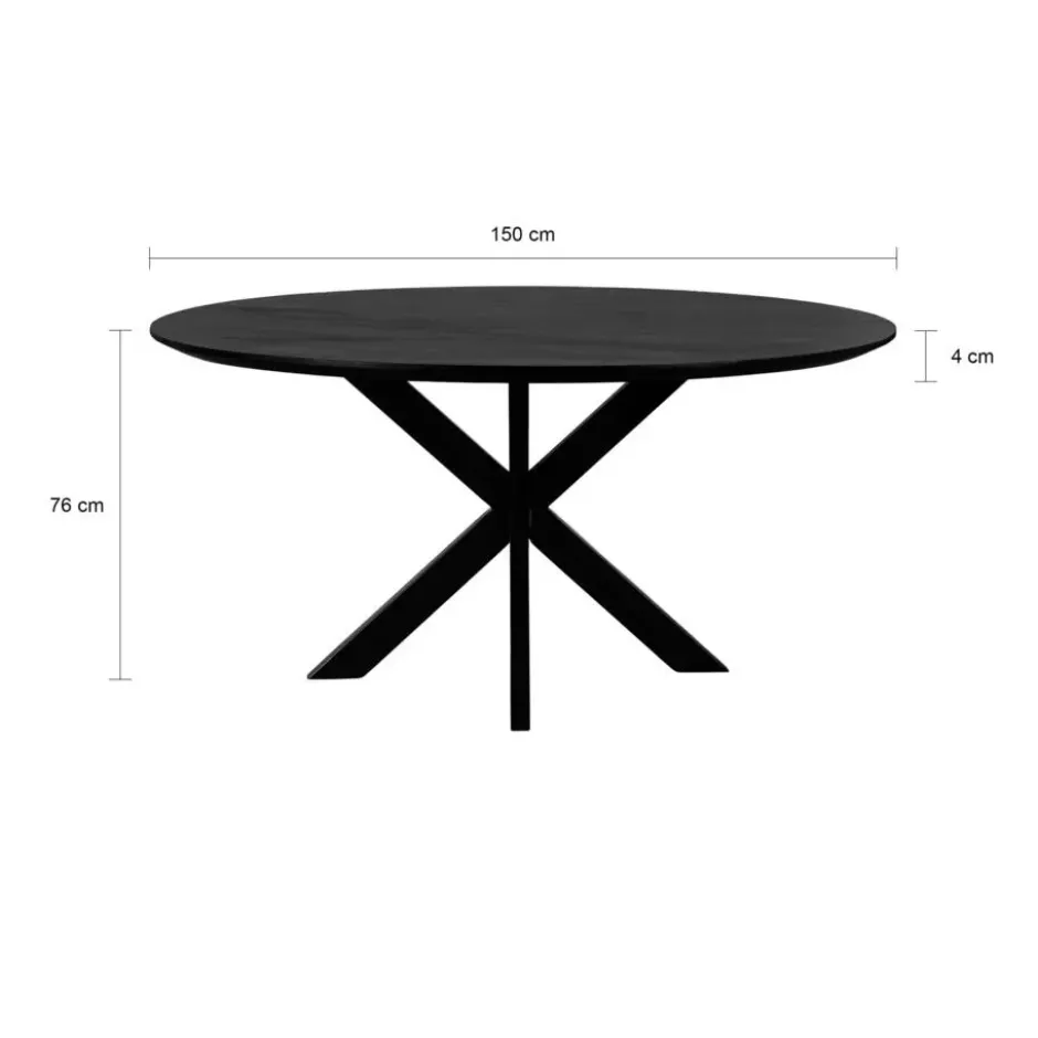QUVIO Eettafel Sofia - Rond - Kruispoot - FSC® - ø150 cm - Zwart