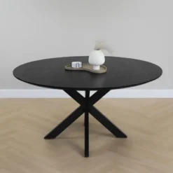 QUVIO Eettafel Sofia - Rond - Kruispoot - FSC® - ø150 cm - Zwart