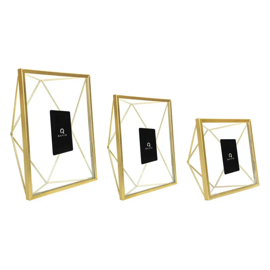 QUVIO Fotolijstje hexagon set van 3 - Goud