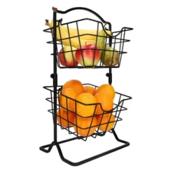 QUVIO Fruitmand - 2 laags - Metaal