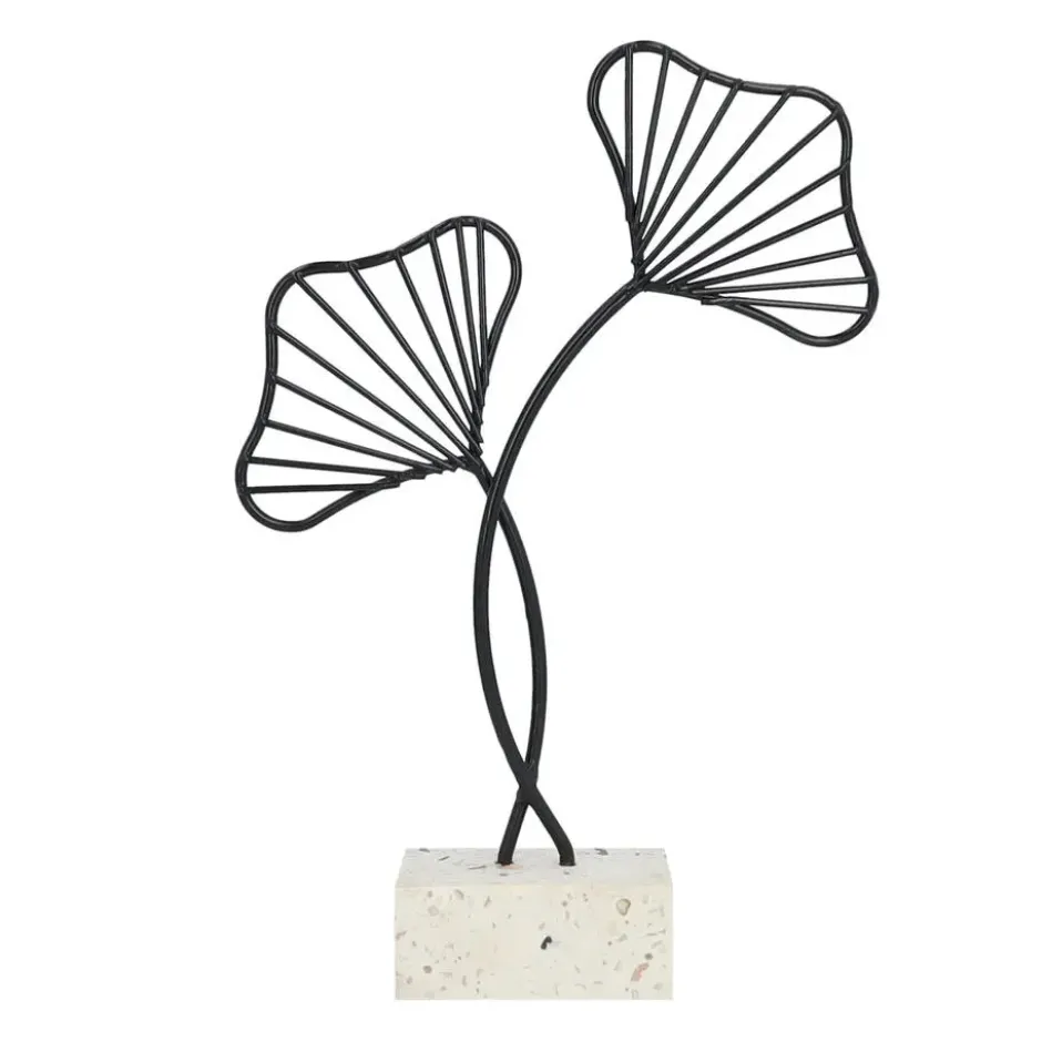 QUVIO Ginkgo blad op standaard - Woondecoratie - Zwart