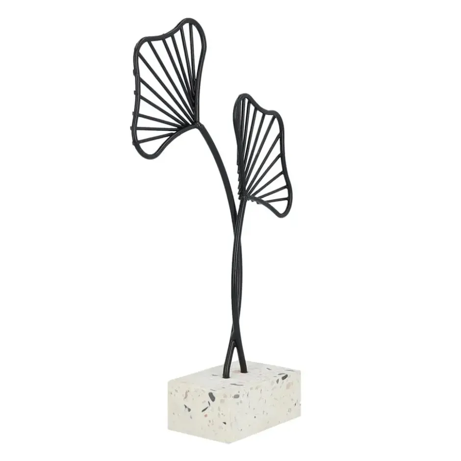 QUVIO Ginkgo blad op standaard - Woondecoratie - Zwart