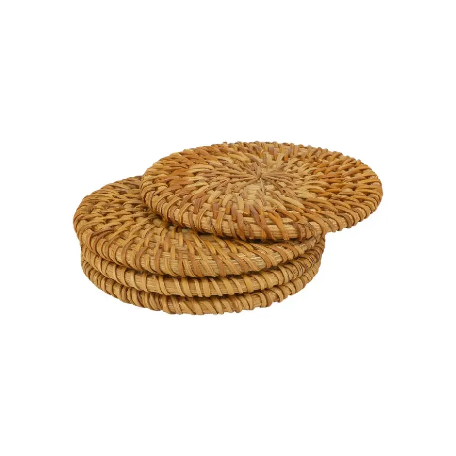 QUVIO Glasonderzetters - set van 4 - Rotan
