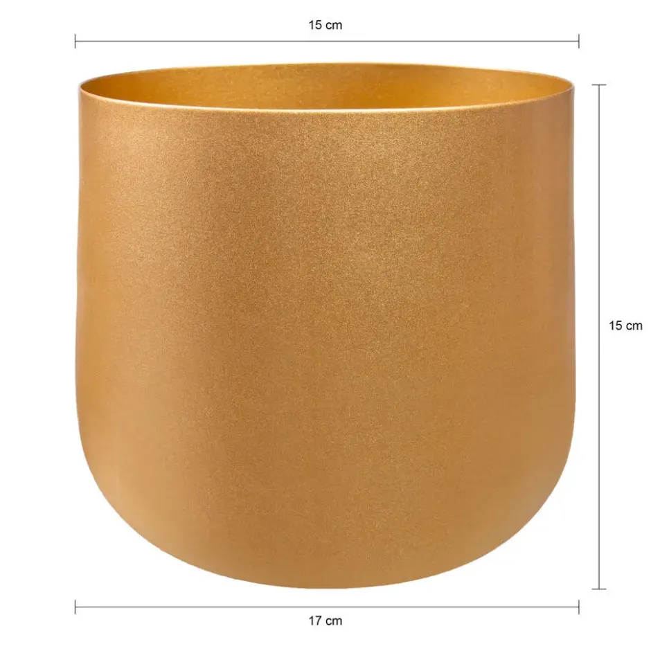 QUVIO Gouden bloempot - Metaal - ø17x15 cm - Goud