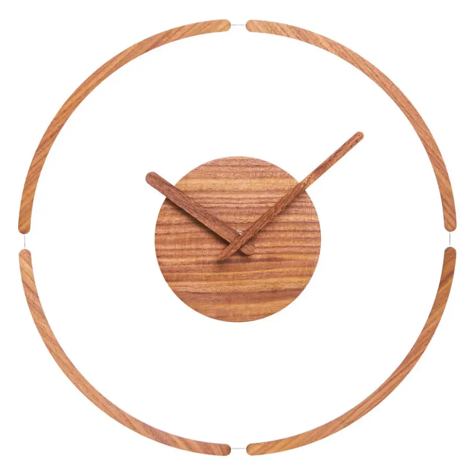 QUVIO Grote wandklok – 35cm – Hout – Plexiglas - Donkerbruin