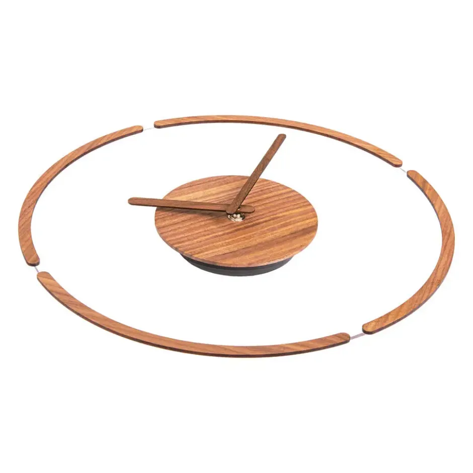 QUVIO Grote wandklok – 35cm – Hout – Plexiglas - Donkerbruin