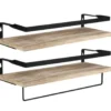 QUVIO Houten wandplank met metalen stang voor keuken