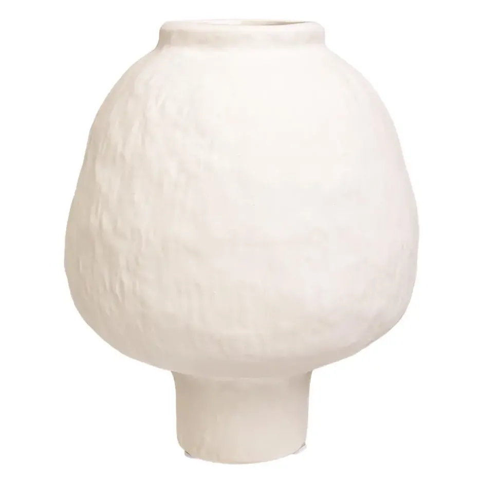 QUVIO Japandi vaas bolvormig keramiek - Gebroken wit - 21 cm